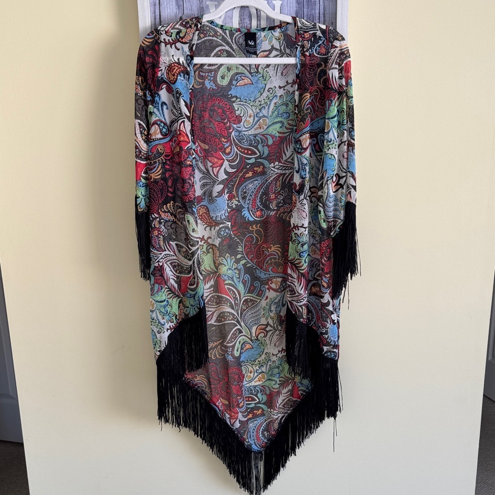 Colorful Paisley Fringe Kimono